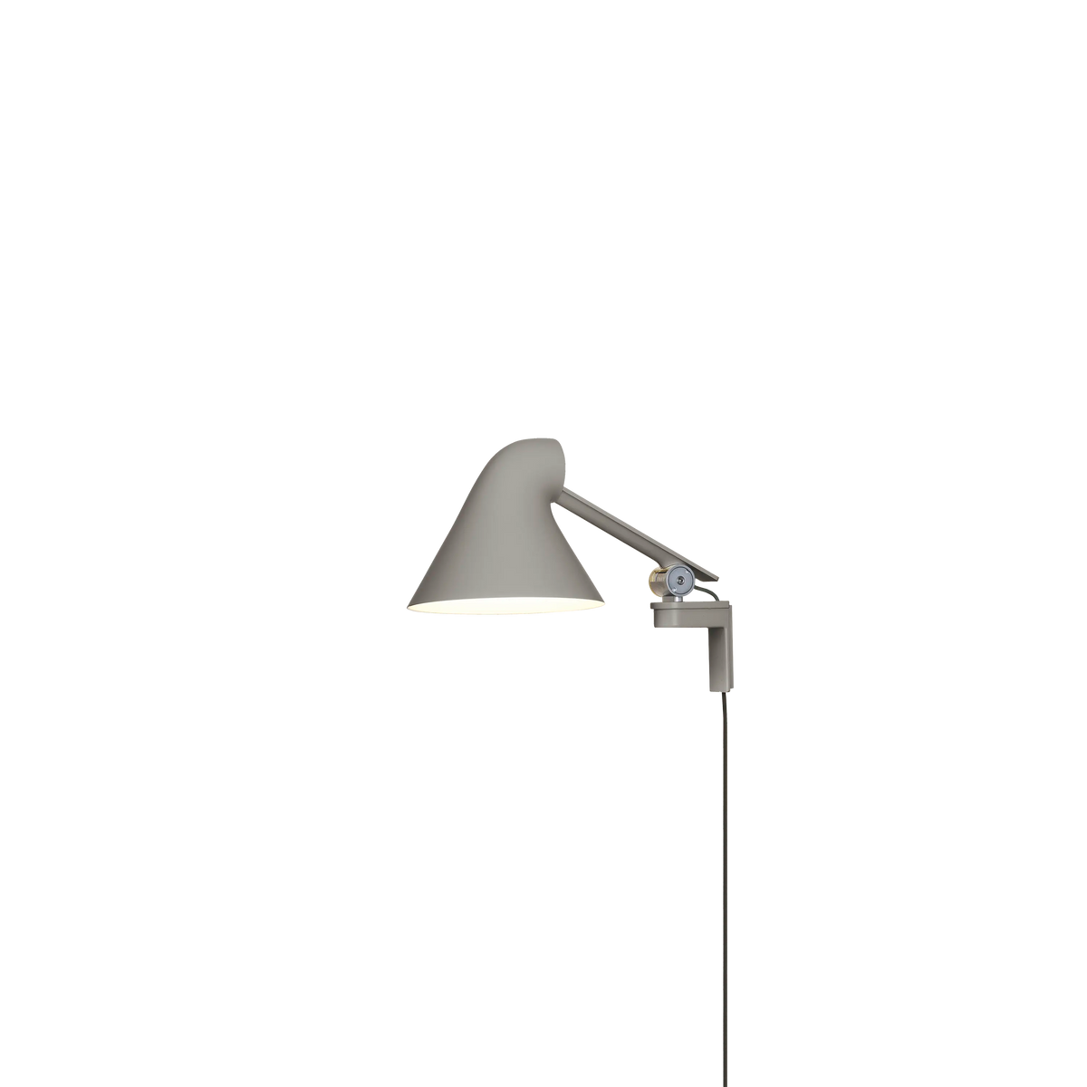 Louis Poulsen NJP Wandleuchte – Light aluminium grey, LED 2700K 10W · mit Kabel · Kurzer arm