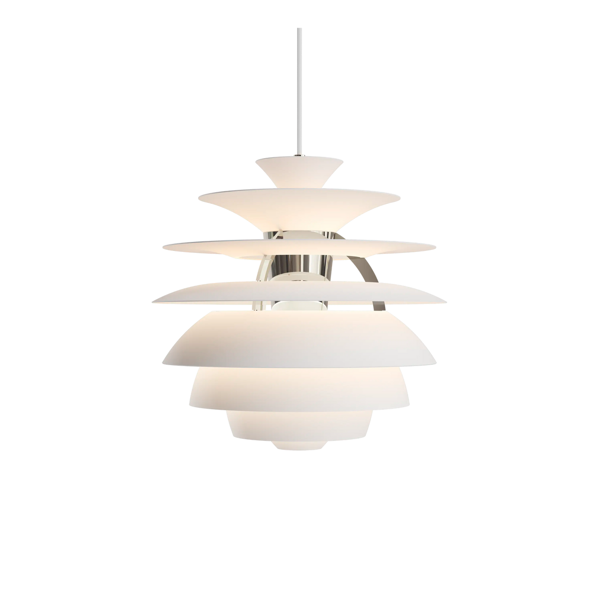 Louis Poulsen PH Snowball Pendelleuchte – Soft white/high lustre chrome plated, 1x70W E27