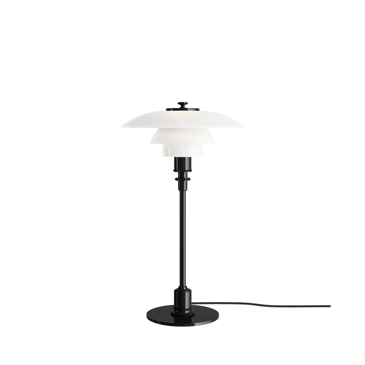 Louis Poulsen PH 2/1 Tischleuchte – Schwarz metallisiert, 1x33W G9 · Schwarz schnur · mit Schalter
