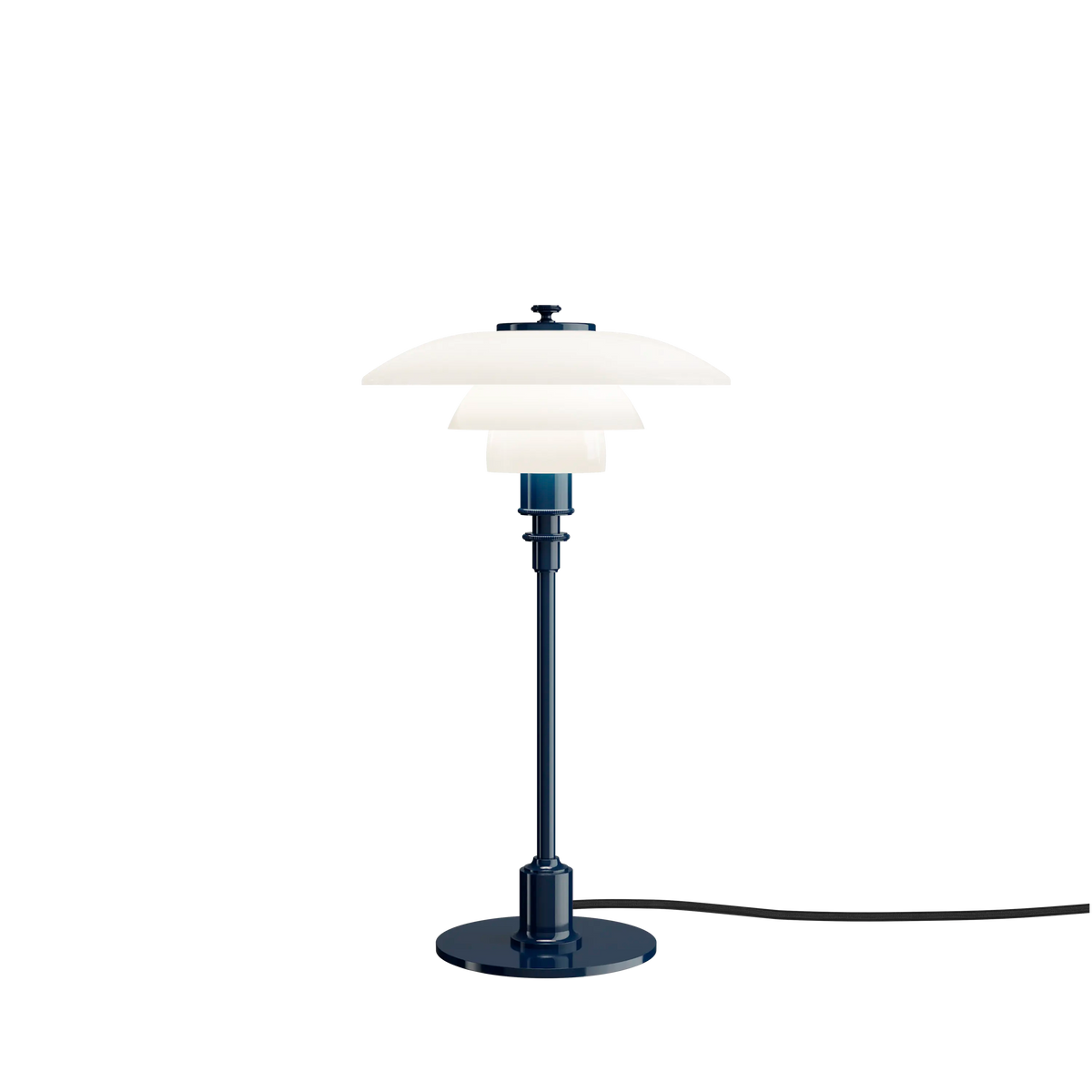Louis Poulsen PH 2/1 Tischleuchte – Glossy deep blue, 1xG9 · Schwarz schnur · mit Schalter