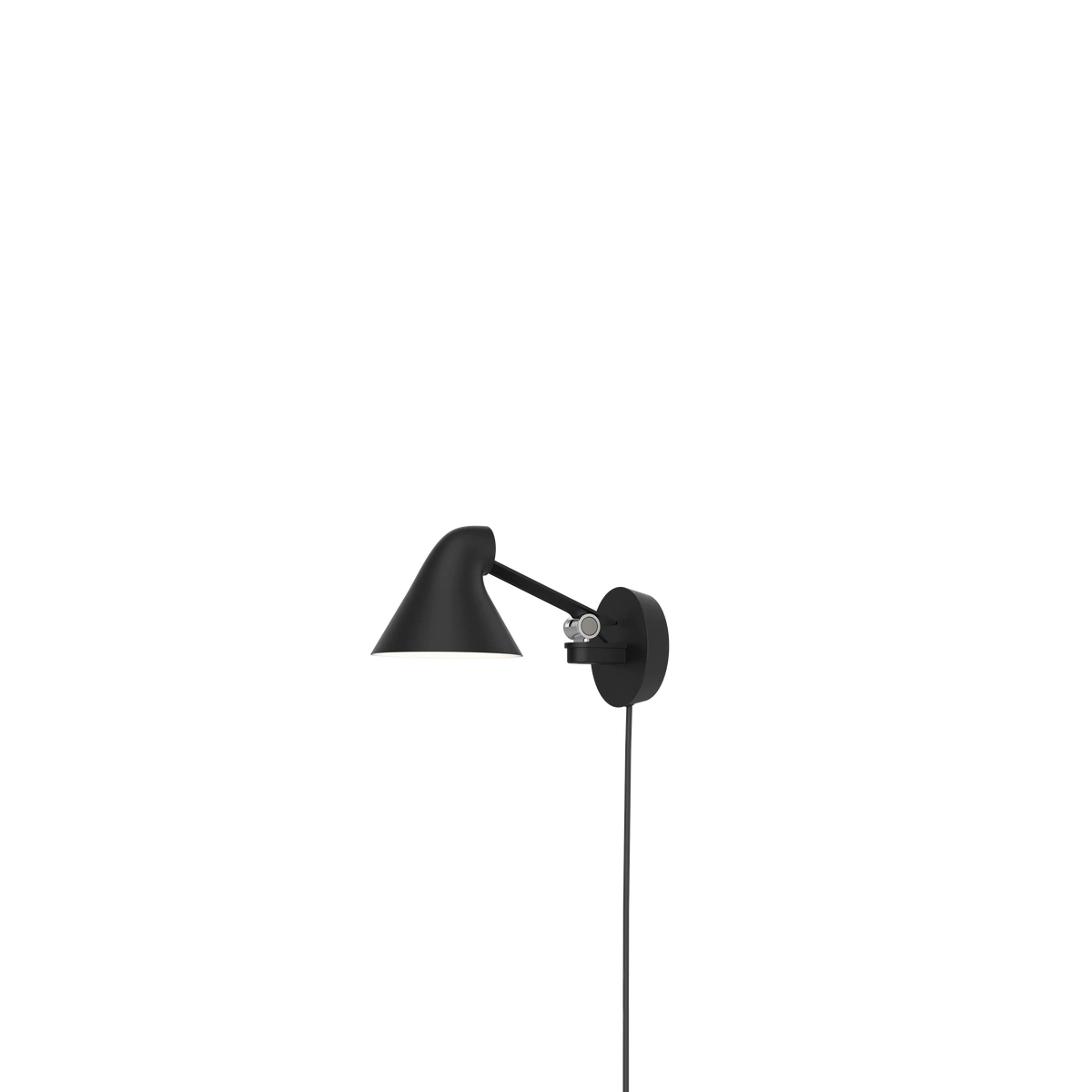 Louis Poulsen NJP Wandleuchte – Schwarz, LED 3000K 10W · Wall box mit schnur · Kurzer arm