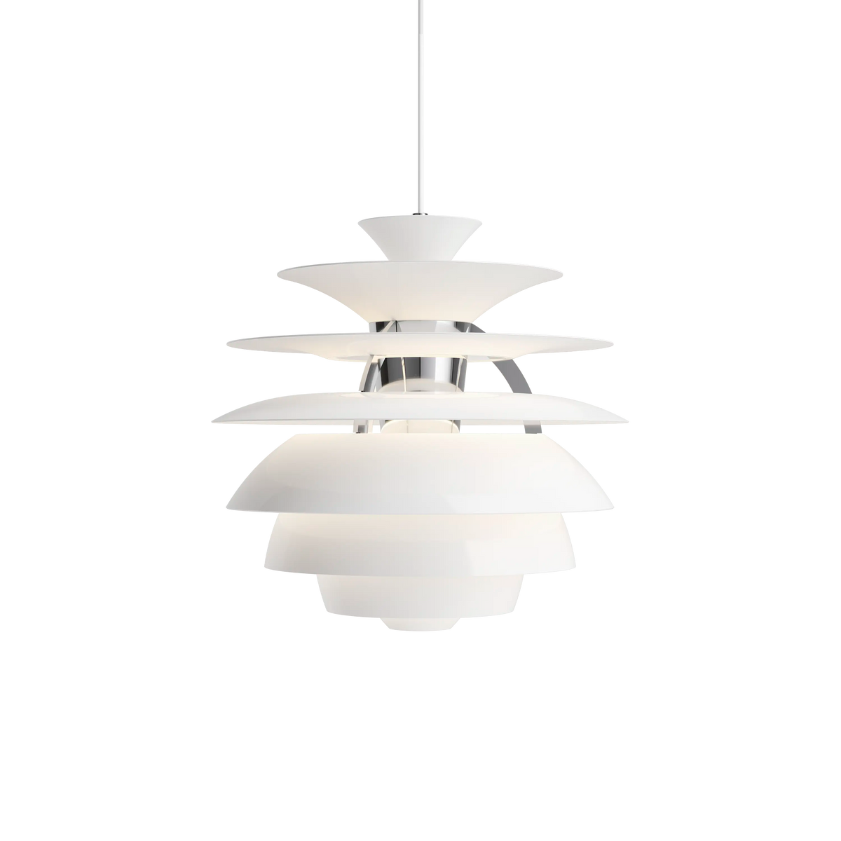 Louis Poulsen PH Snowball Pendelleuchte – White/high lustre chrome plated, 1x70W E27
