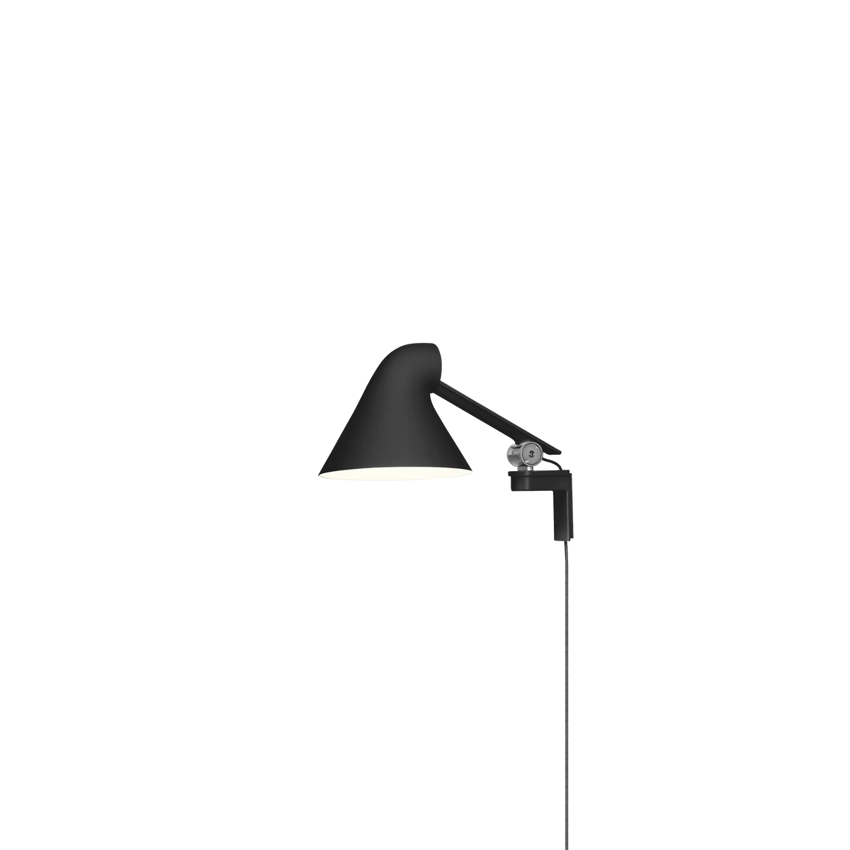 Louis Poulsen NJP Wandleuchte – Schwarz, LED 2700K 10W · mit Kabel · Kurzer arm