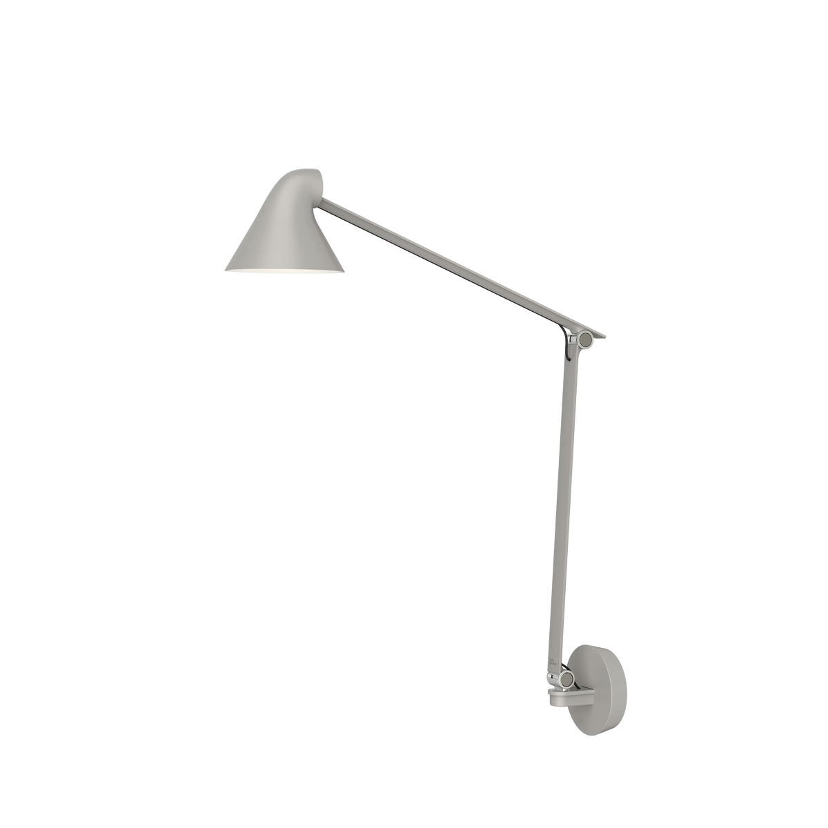 Louis Poulsen NJP Wandleuchte – Light aluminium grey, LED 3000K 10W · Wall box ohne schnur · Langer arm