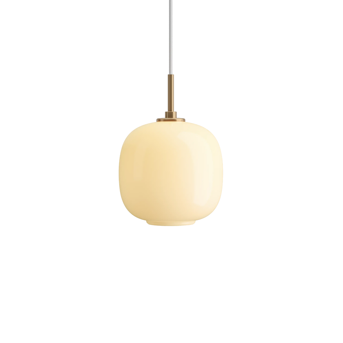 Louis Poulsen VL 45 Radiohus Pendelleuchte – Brass/glossy pale yellow glass, Ø 175, 1x20W E14