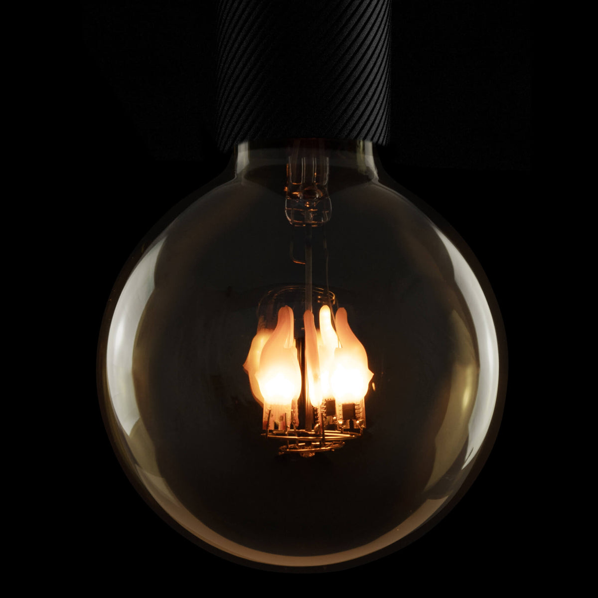 SEGULA LED Globe 125 Fire Flame down smokey grau – E27, 1 W, 1.800 K – Produktansicht 1