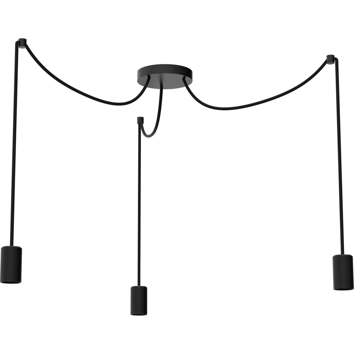 SEGULA Pendelleuchte SPYDER 3-WAVE schwarz – E27, 3x3m, Textilkabel schwarz – Hauptbild