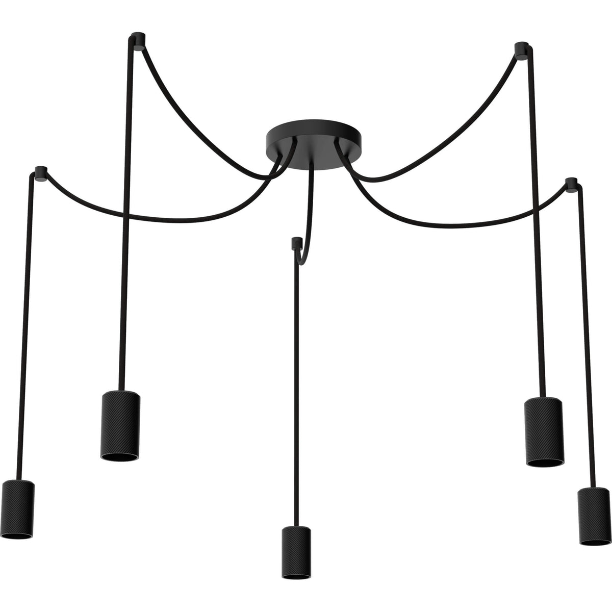 SEGULA Pendelleuchte SPYDER 5-WAVE schwarz – E27, 5x3m, Textilkabel schwarz – Hauptbild