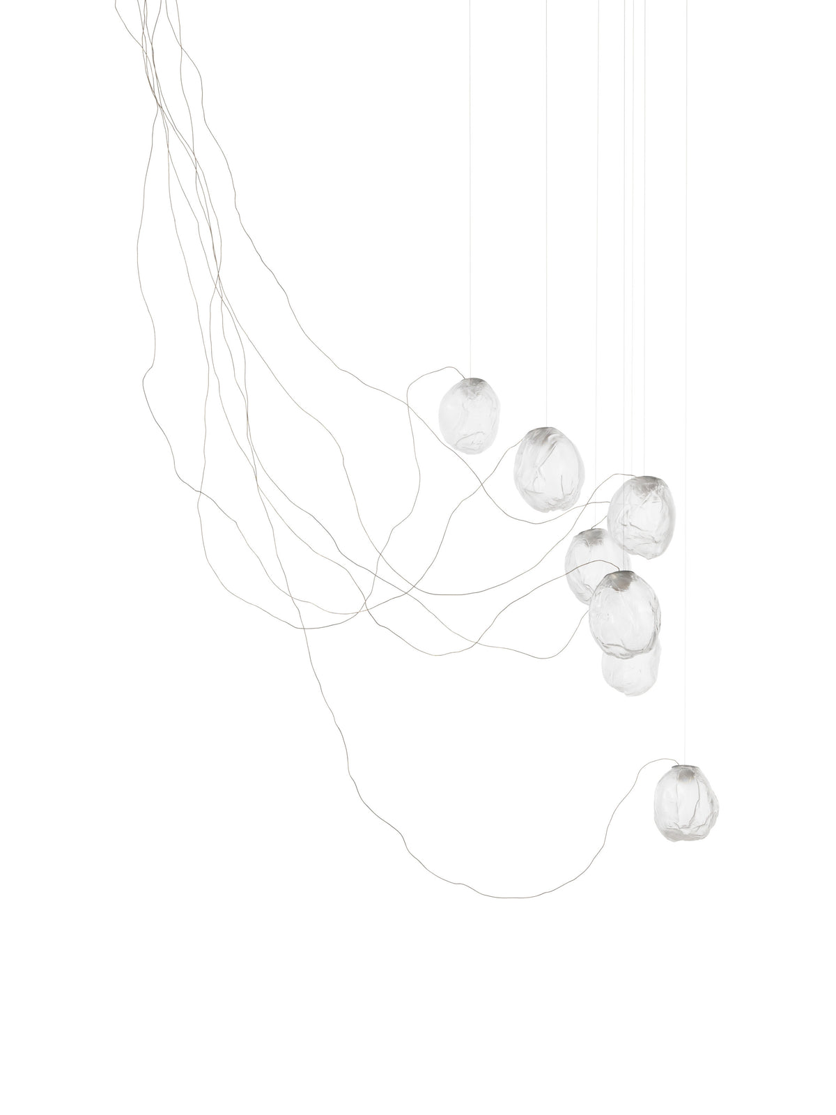 Bocci 73V Sculptural Cable Pendelleuchte – 73.7V – 7 Pendel, Ø203 mm Baldachin rund, klar, 2700 K
