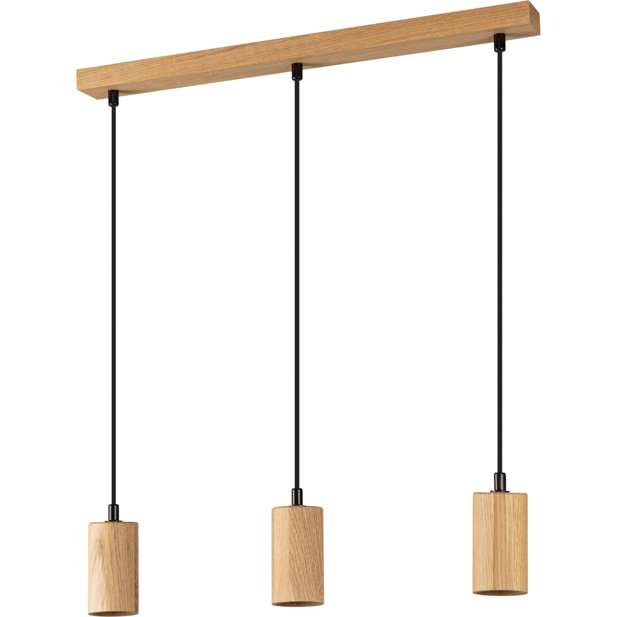 SEGULA Pendelleuchte FLOW 3x oiled oak wood – E27, 3x 1,3m Textilkabel schwarz – Hauptbild