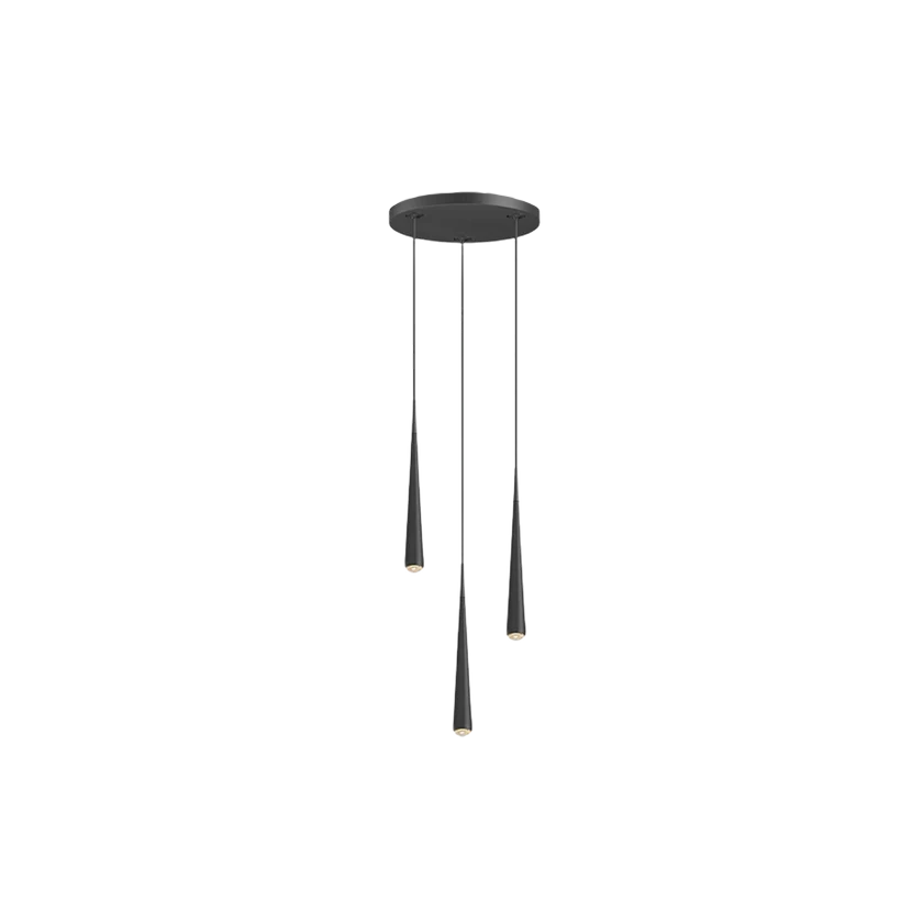 GRAU Niceone Chandelier Three Pendelleuchte – Schwarz/Schwarz, 3 Pendel
