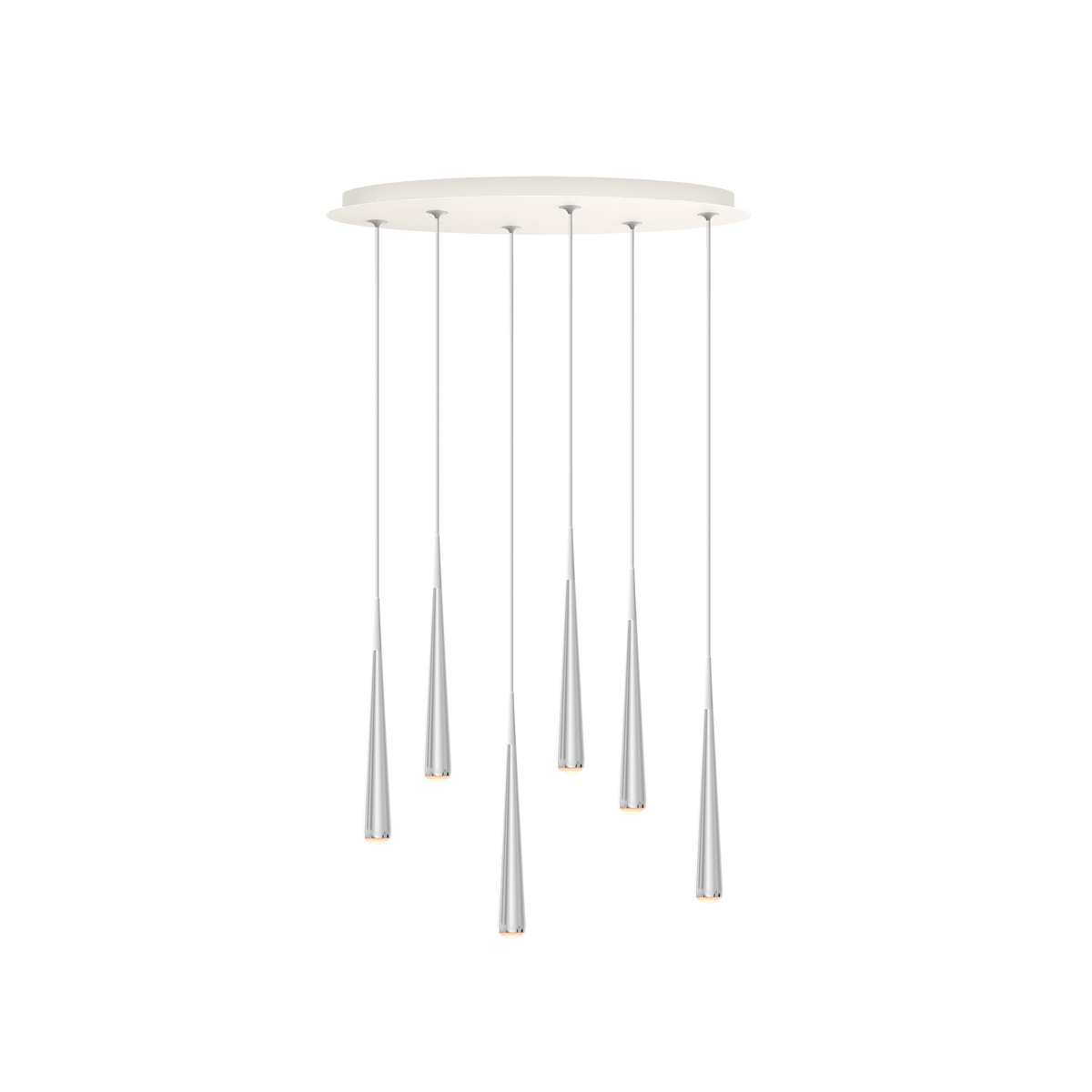 GRAU Niceone Chandelier Six Pendelleuchte – Poliert/Grau, 6 Pendel