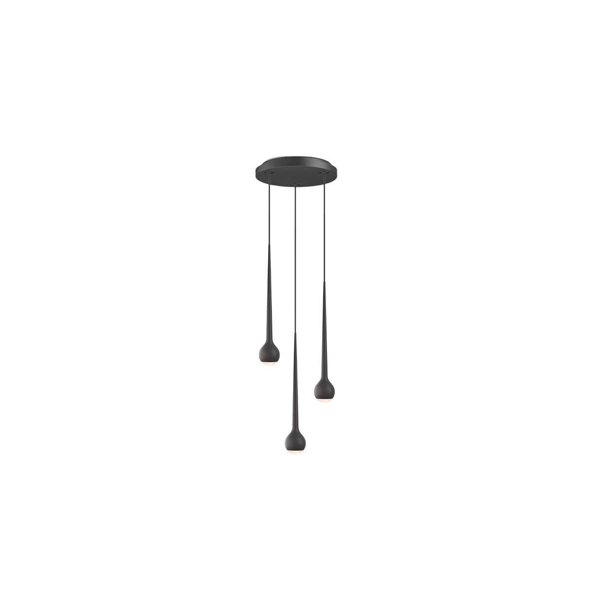 GRAU Falling Sun Chandelier Three Pendelleuchte – Schwarz, 3 Pendel - 6m Kabel