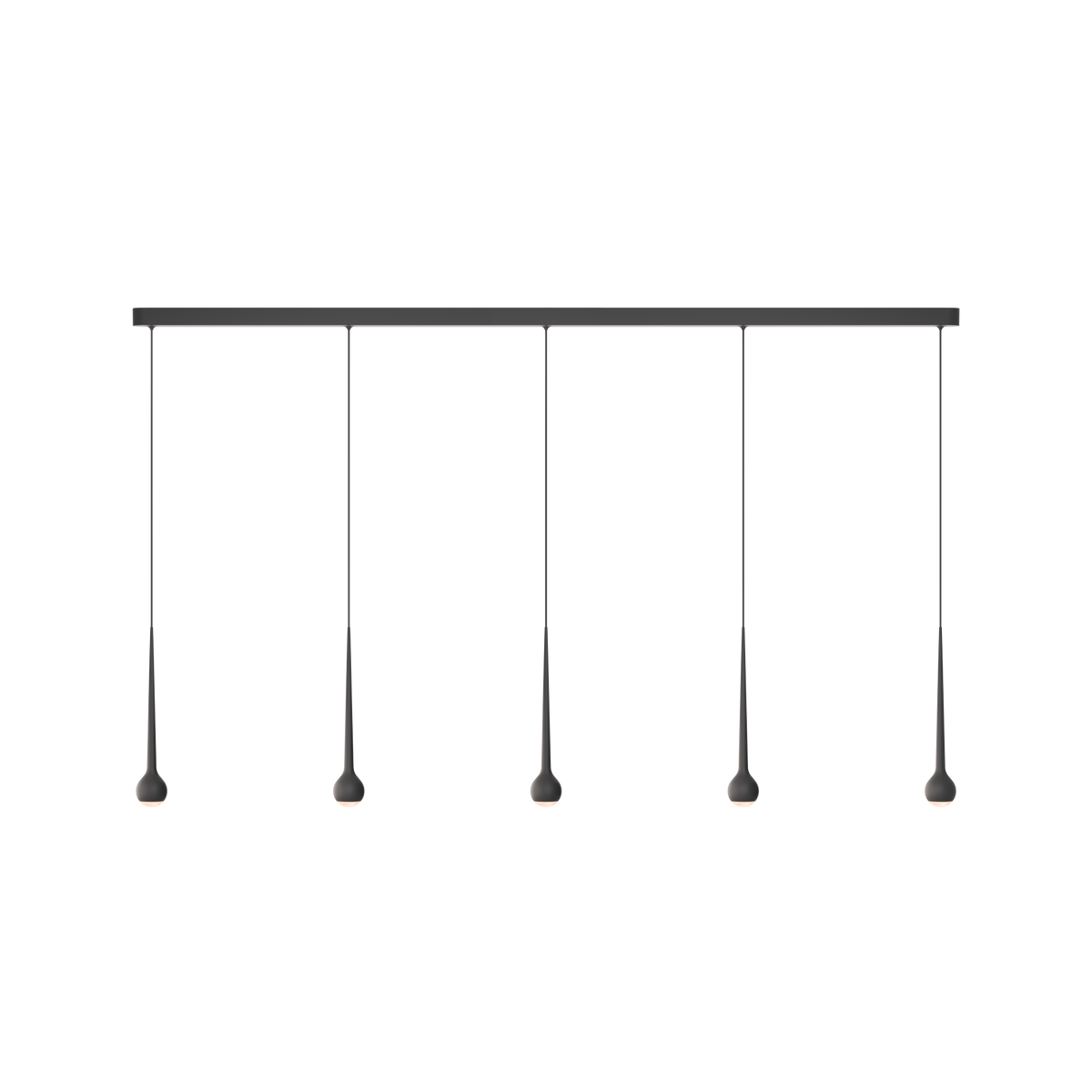 GRAU Falling Sun Trace Pendelleuchte – Schwarz, 5 Pendel