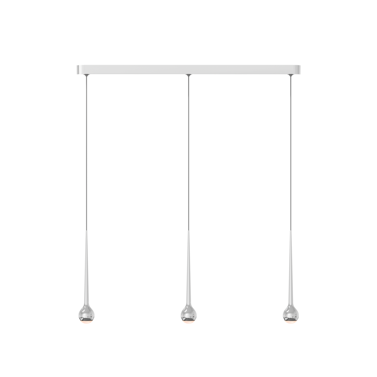 GRAU Falling Sun Trace Pendelleuchte – Poliert, 3 Pendel - 6m Kabel