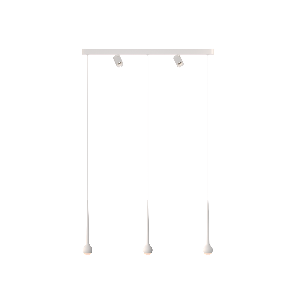 GRAU Falling Sun Trace Pendelleuchte – Weiß, 3 Pendel + 2 Set Strahler - 6m Kabel