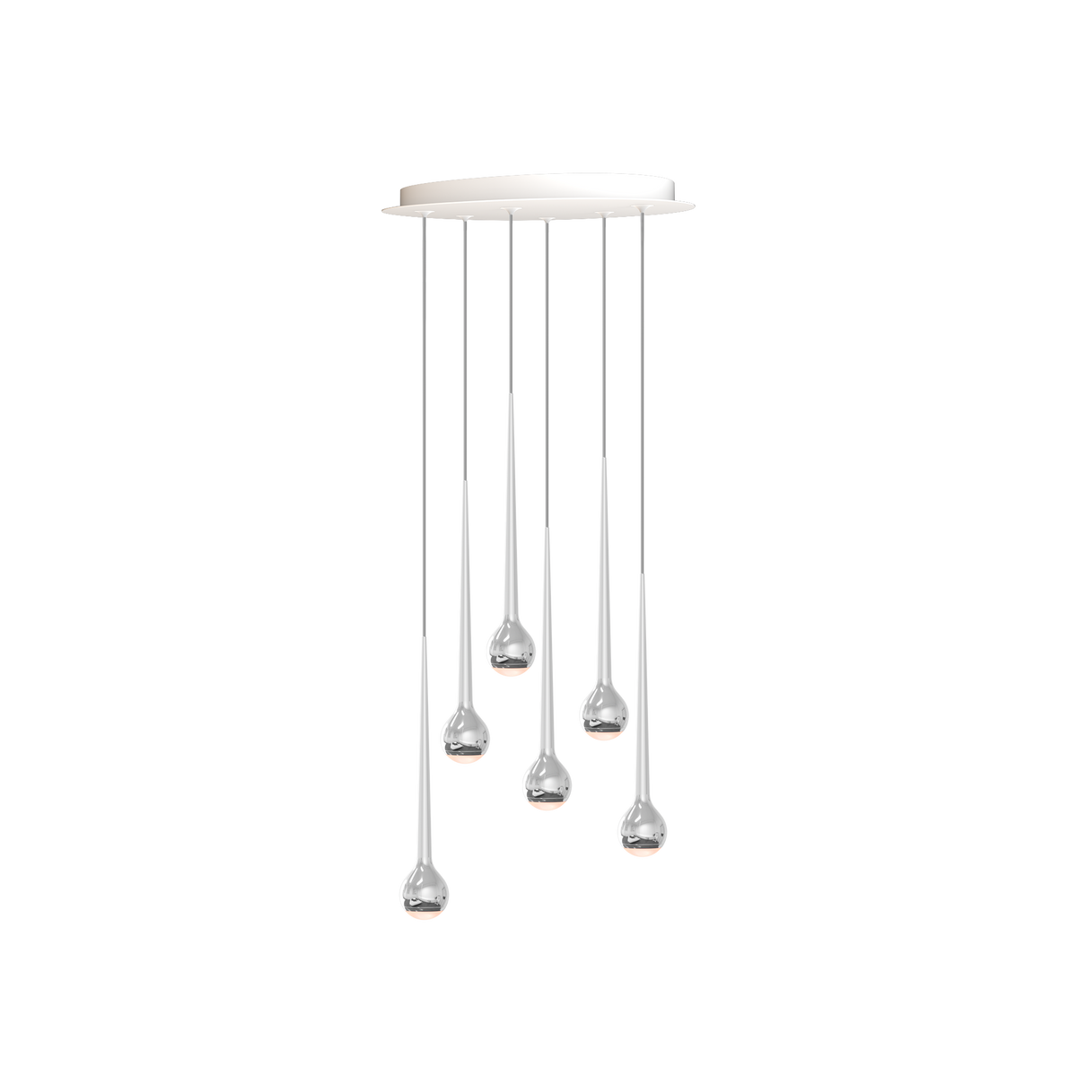 GRAU Falling Sun Chandelier Six & Nine Pendelleuchte – Poliert, 6 Pendel