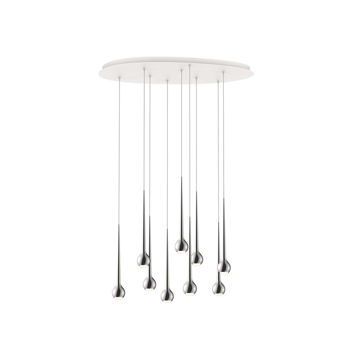 GRAU Falling Sun Chandelier Six & Nine Pendelleuchte – Poliert, 9 Pendel