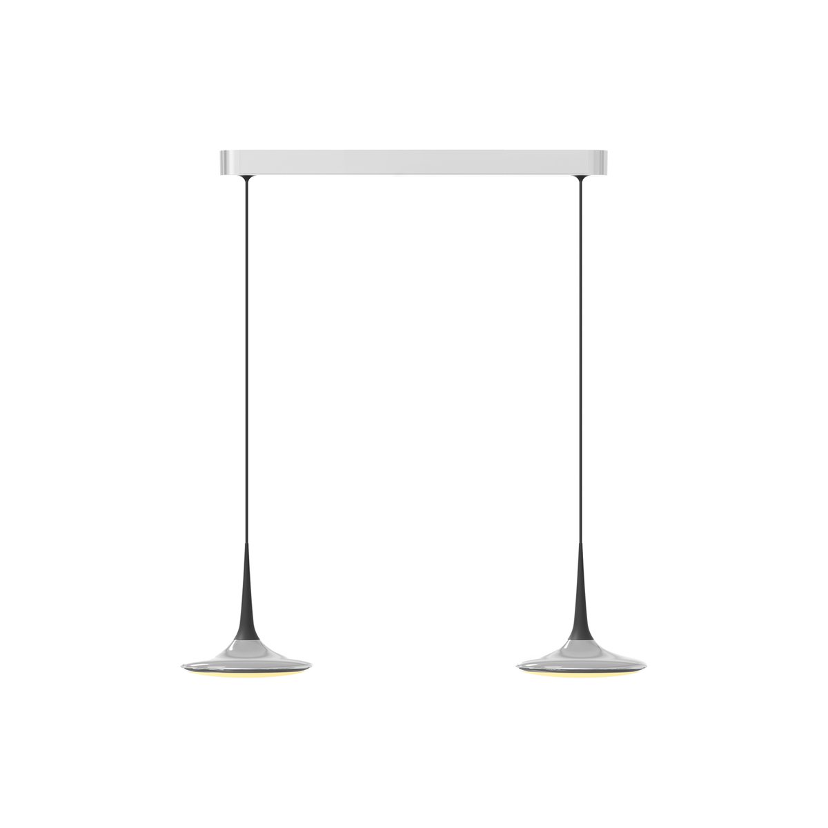 GRAU Falling Leaf Trace Pendelleuchte – Poliert/Schwarz, 2 Pendel - 6m Kabel