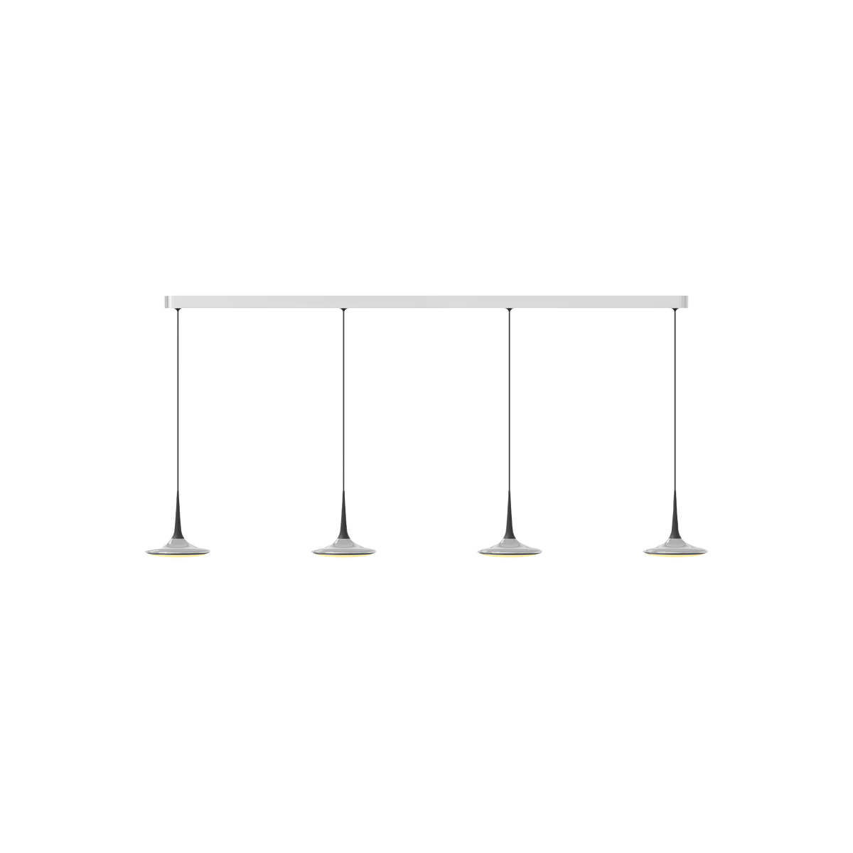 GRAU Falling Leaf Trace Pendelleuchte – Poliert/Schwarz, 4 Pendel - 6m Kabel