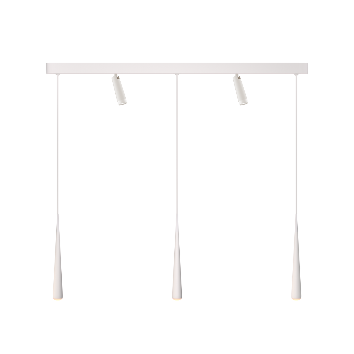 GRAU Niceone Trace Pendelleuchte – Weiß, 3 Pendel + 2 Clear Strahler