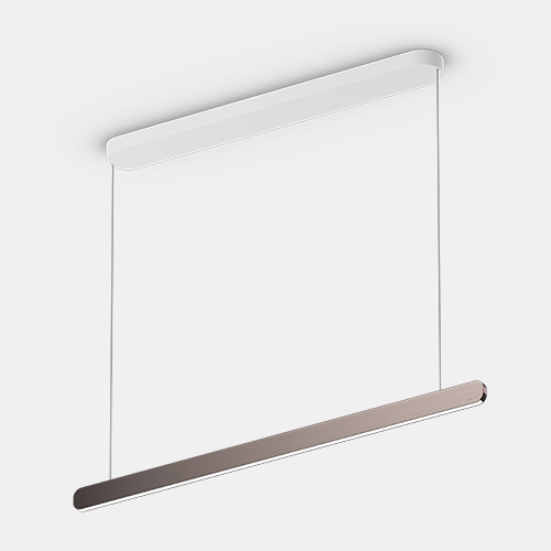 Occhio Mito volo 140 Pendelleuchte – höhenverstellbar mit Uplight 65-165 cm Raumlicht narrow, Bronze, Baldachin Schwarz matt