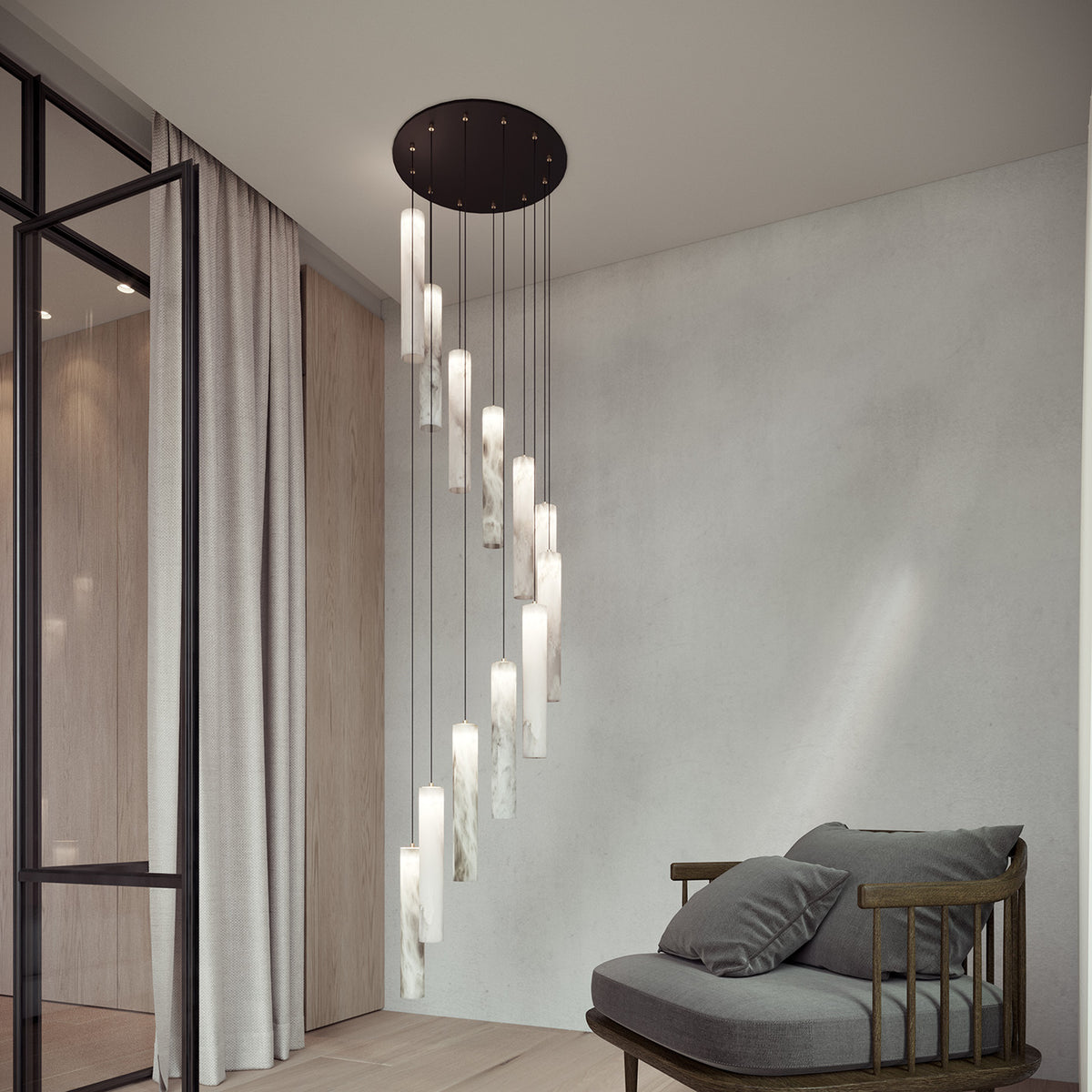 United Alabaster Tubular Bells Pendelleuchte – Ansicht 6