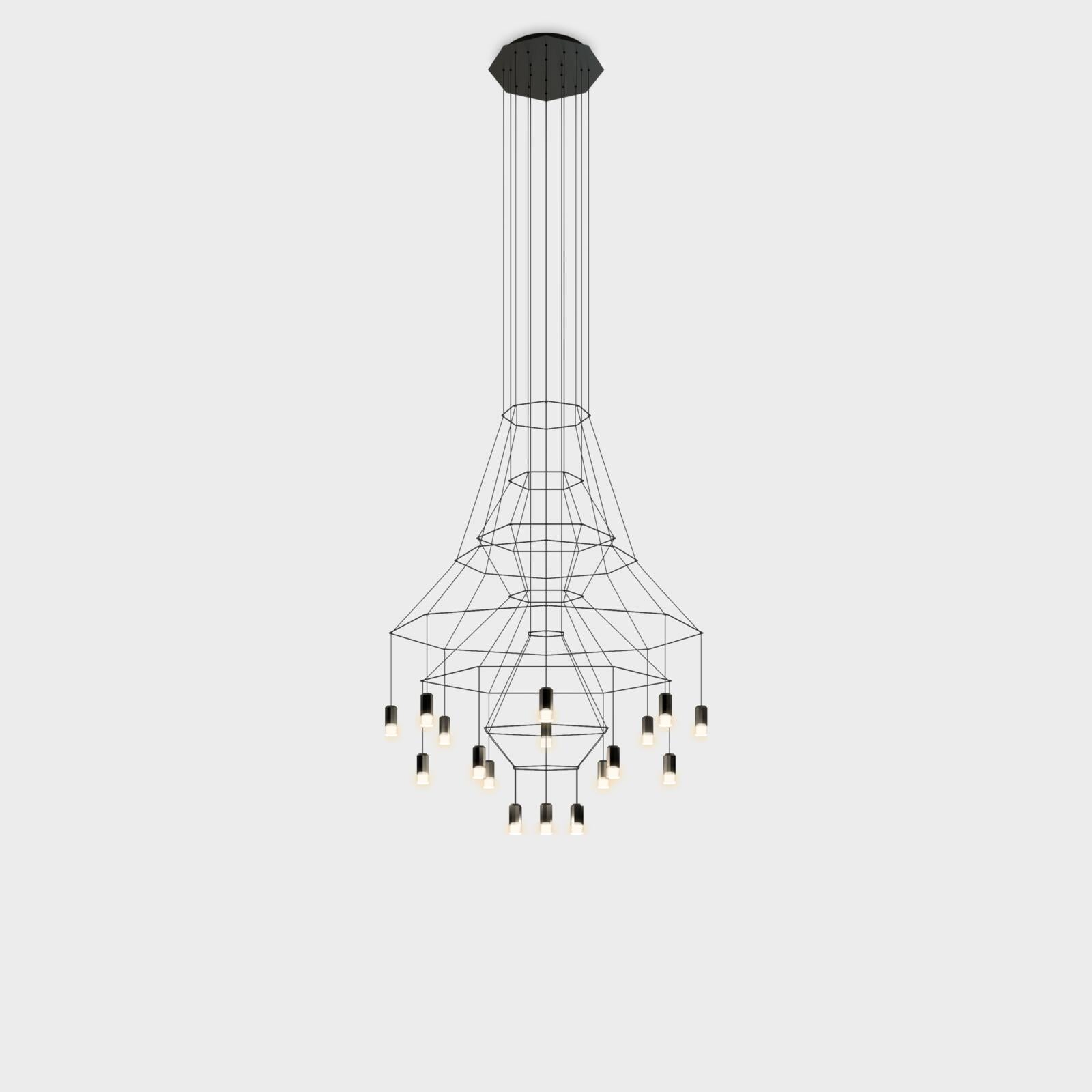 Wireflow Chandelier 0315 Pendelleuchte – Maßzeichnung Oberfläche Schwarz