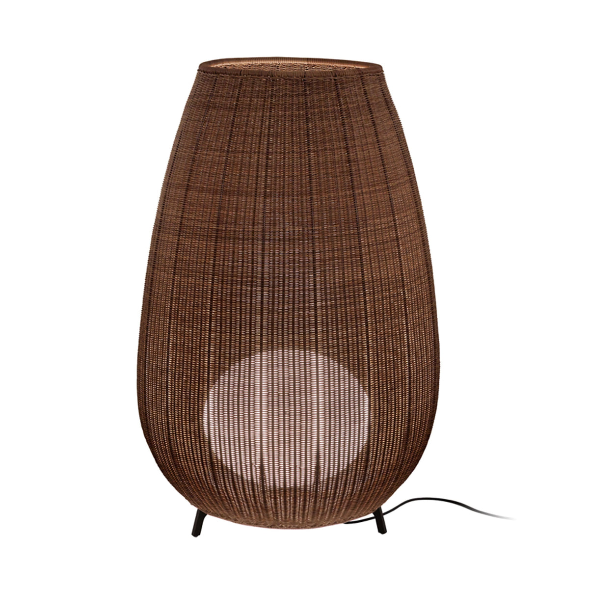 Bover Amphora 03 Außen-Stehleuchte – Braun, Schirm Rattanbraun, dimmbar (Triac), LED