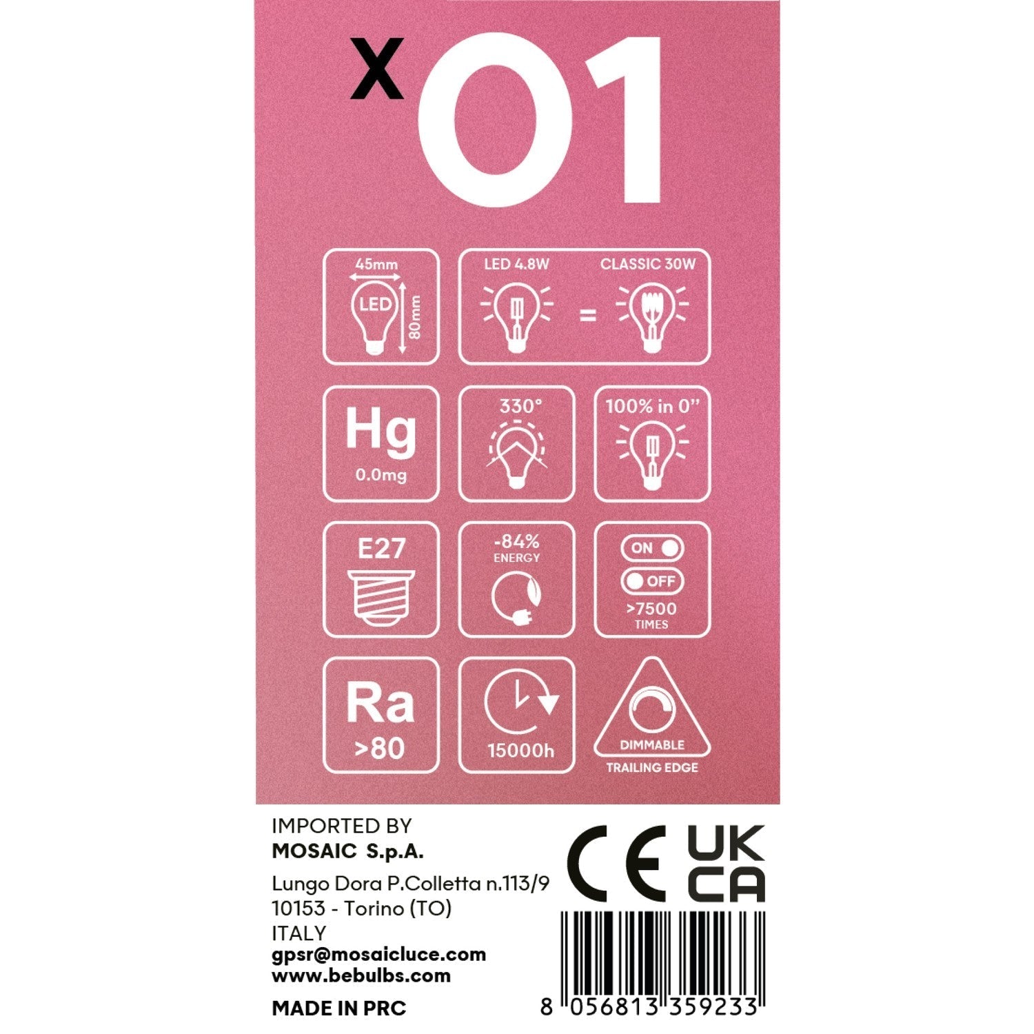 Glühbirne LED mit gekreuztem Filament Mini-Globe G45 4,8W 400 lm E27 2200K dimmbar - X01 – Produktansicht 4