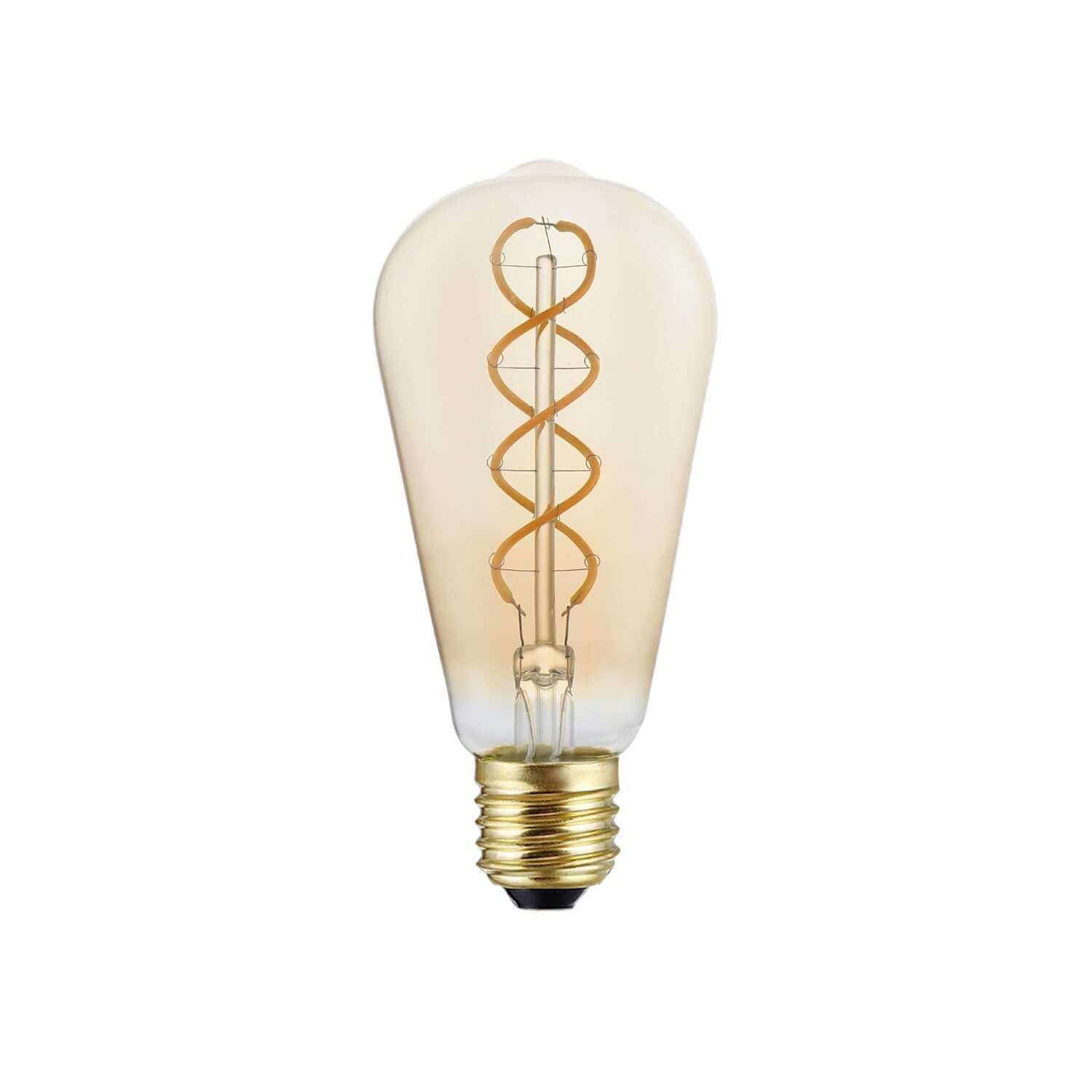 Goldene LED-Lampe Linea 5V Spiralfaden Edison ST64 1,3W 80Lm E27 2500K Dimmbar - B01 – Hauptbild