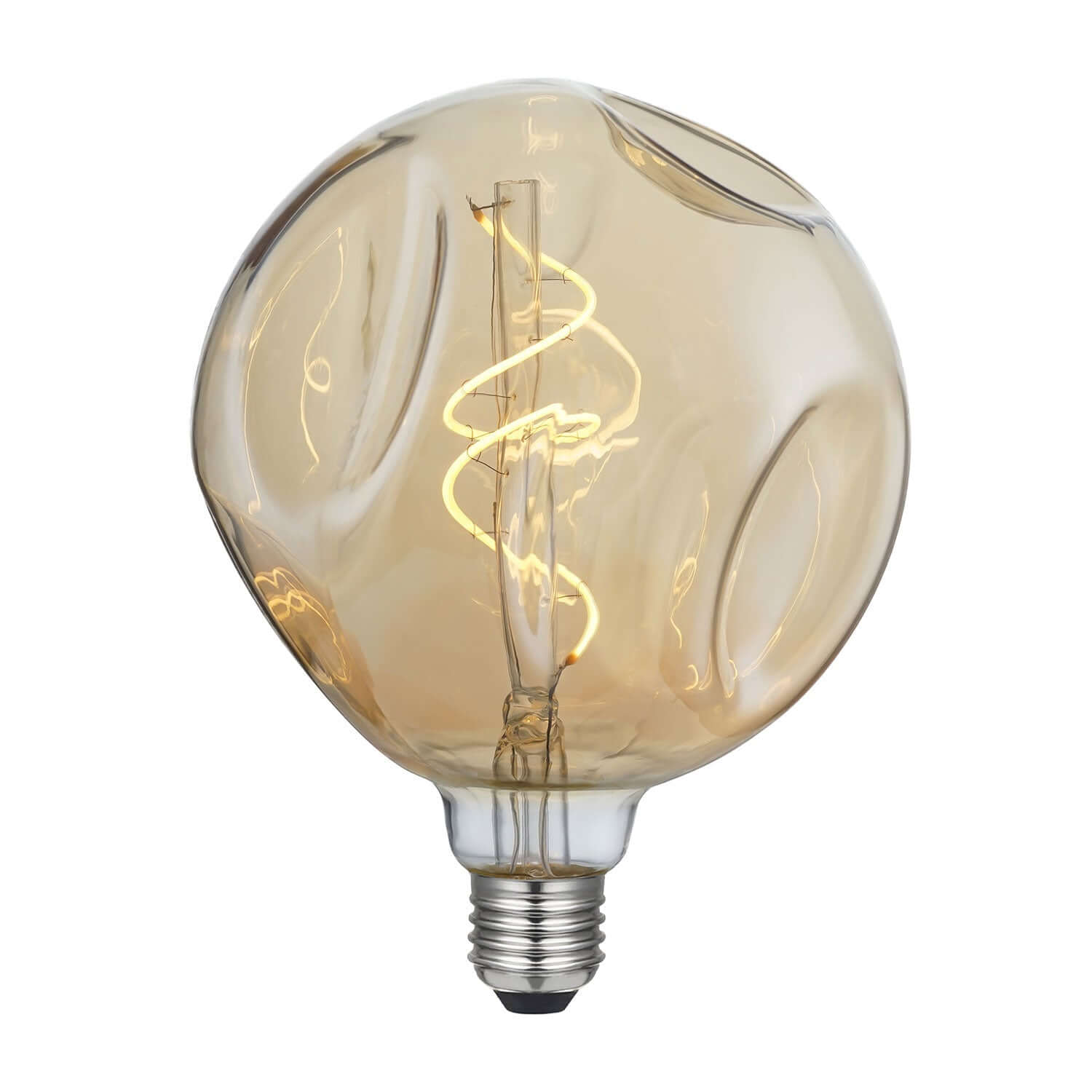 LED-Glühbirne Gold Bumped Globe G140 Spiralfaden 5W 250 Lm E27 1800K dimmbar – Produktansicht 1