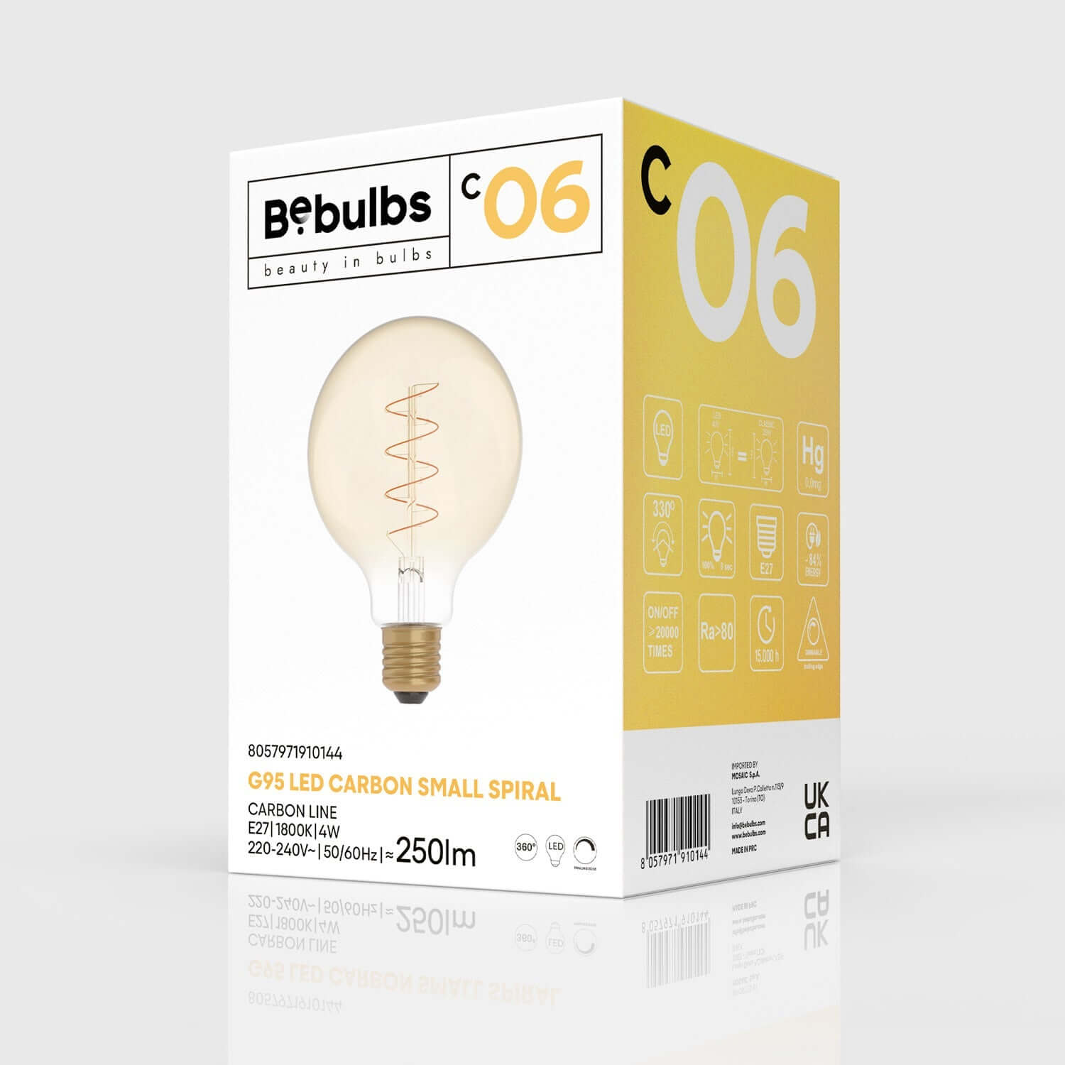 LED-Glühbirne Gold Carbon Line Spiralfaden Globe G95 4W 250Lm E27 1800K dimmbar – C06 – Produktansicht 3