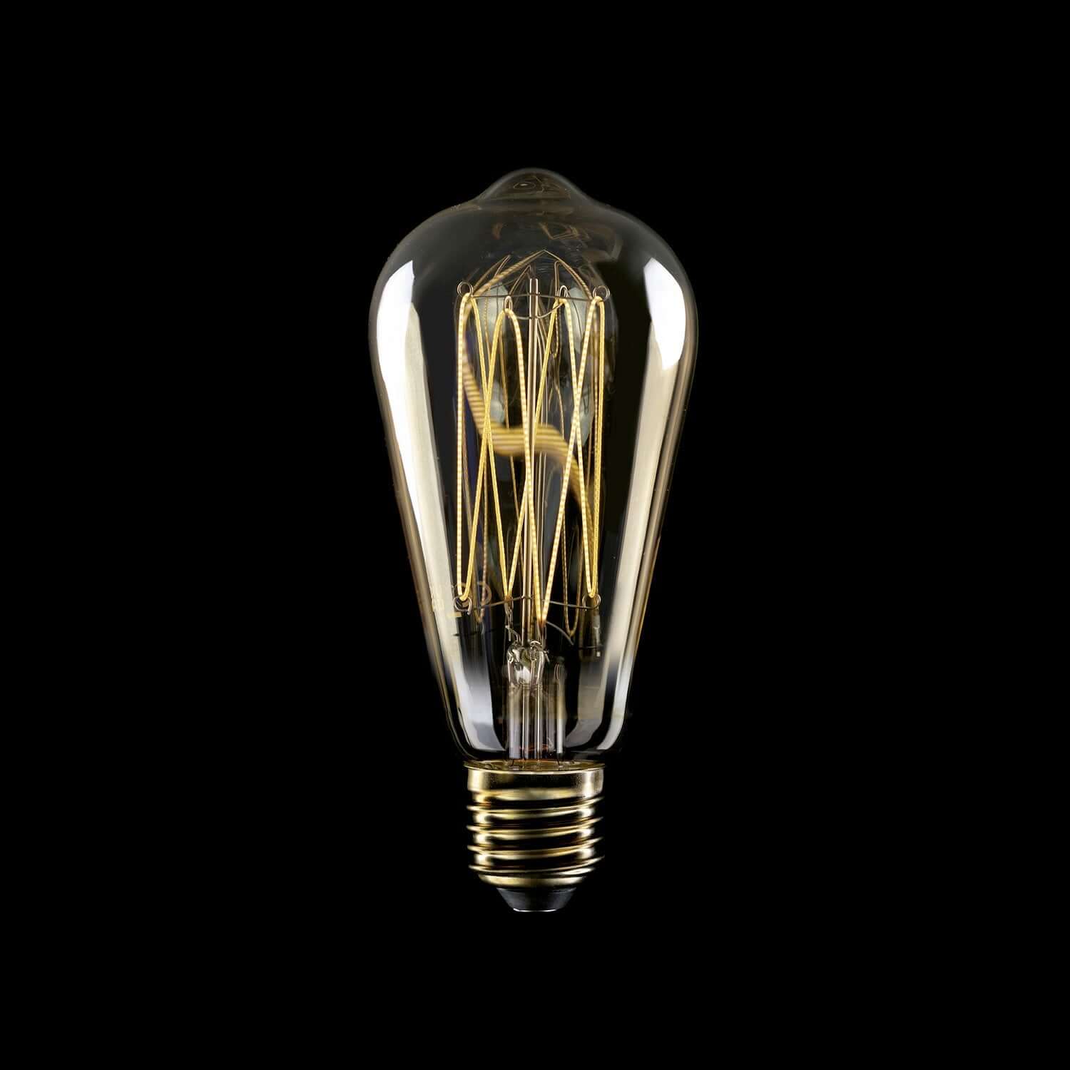 LED-Lampe Gold Carbon Line mit vertikalem Glühfaden Edison ST64 7W 640Lm E27 2700K dimmbar - C54 – Produktansicht 1