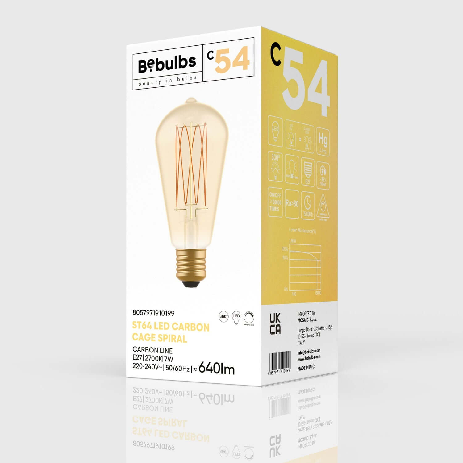 LED-Lampe Gold Carbon Line mit vertikalem Glühfaden Edison ST64 7W 640Lm E27 2700K dimmbar - C54 – Produktansicht 3