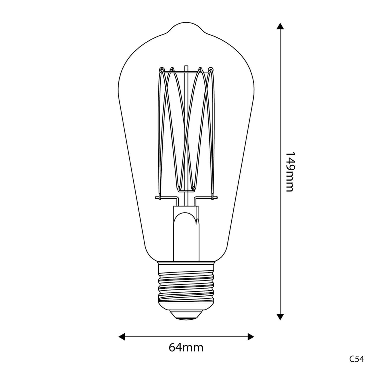 LED-Lampe Gold Carbon Line mit vertikalem Glühfaden Edison ST64 7W 640Lm E27 2700K dimmbar - C54 – Produktansicht 2