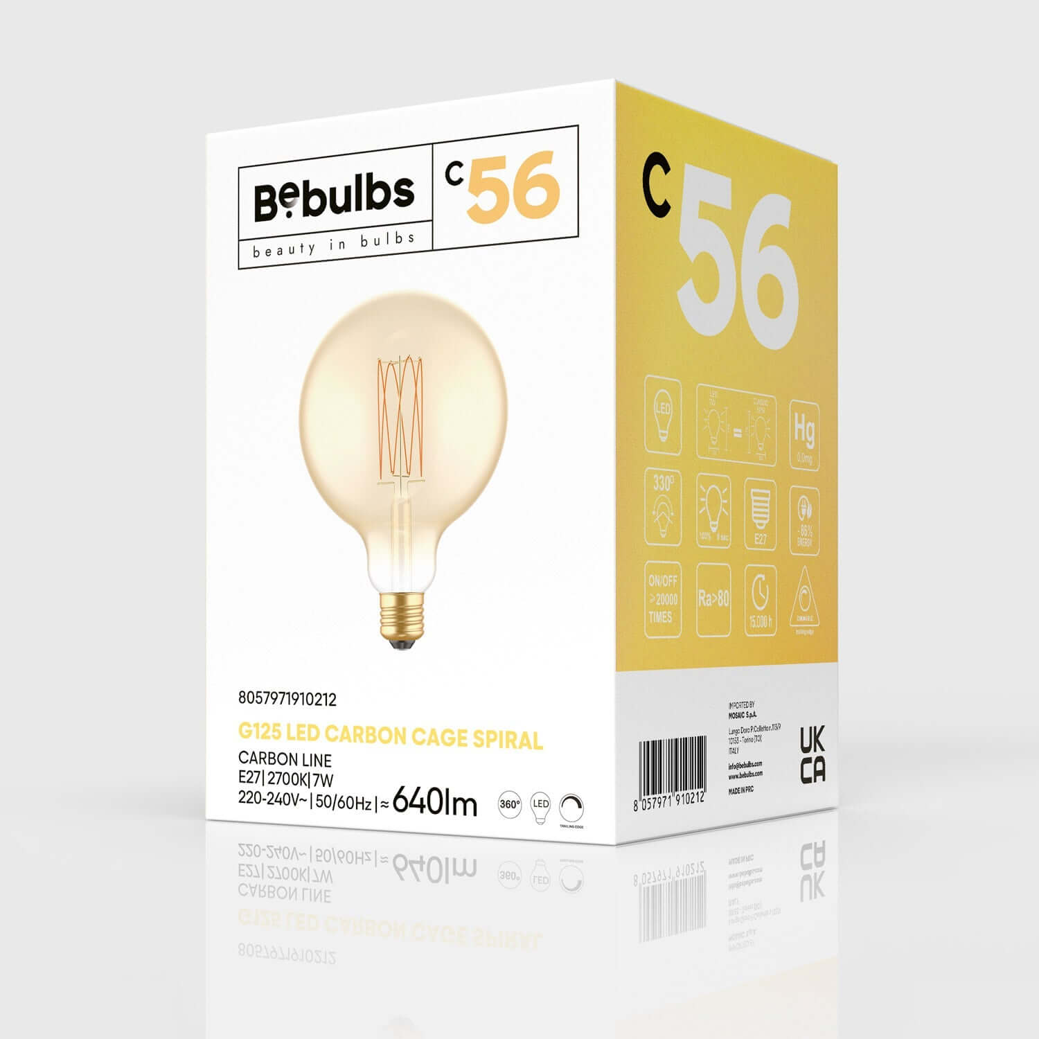 LED-Lampe Gold Carbon Line Vertikalfaden Globo G125 7W 640Lm E27 2700K Dimmbar – C56 – Produktansicht 3
