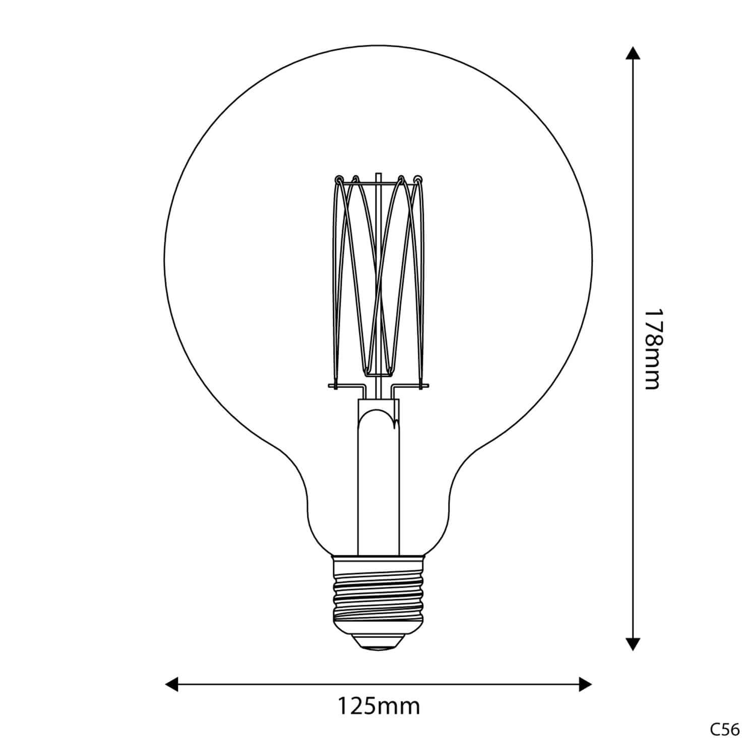 LED-Lampe Gold Carbon Line Vertikalfaden Globo G125 7W 640Lm E27 2700K Dimmbar – C56 – Produktansicht 2