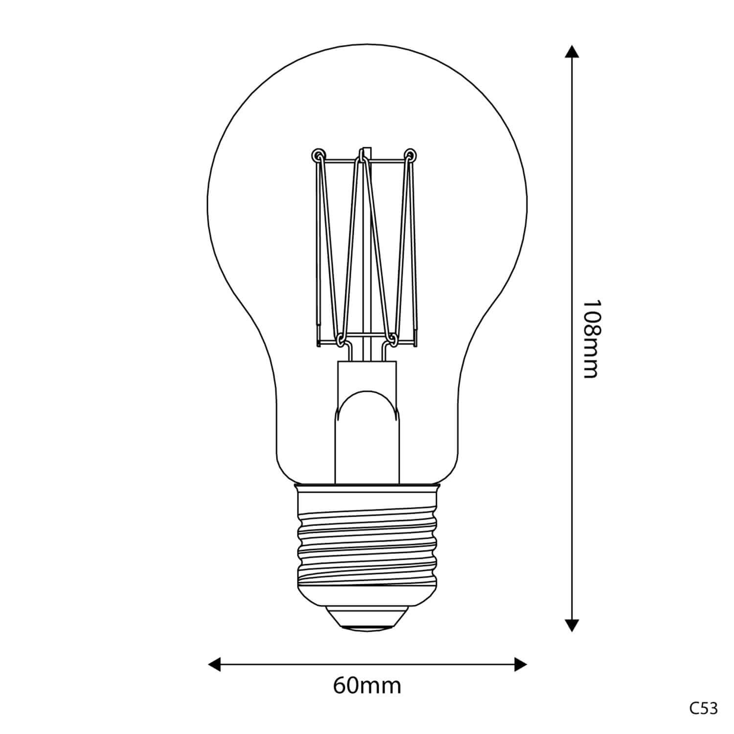 LED-Lampe Gold Carbon Line vertikales Filament Tropfen A60 7W 640Lm E27 2700K Dimmbar – C53 – Produktansicht 2