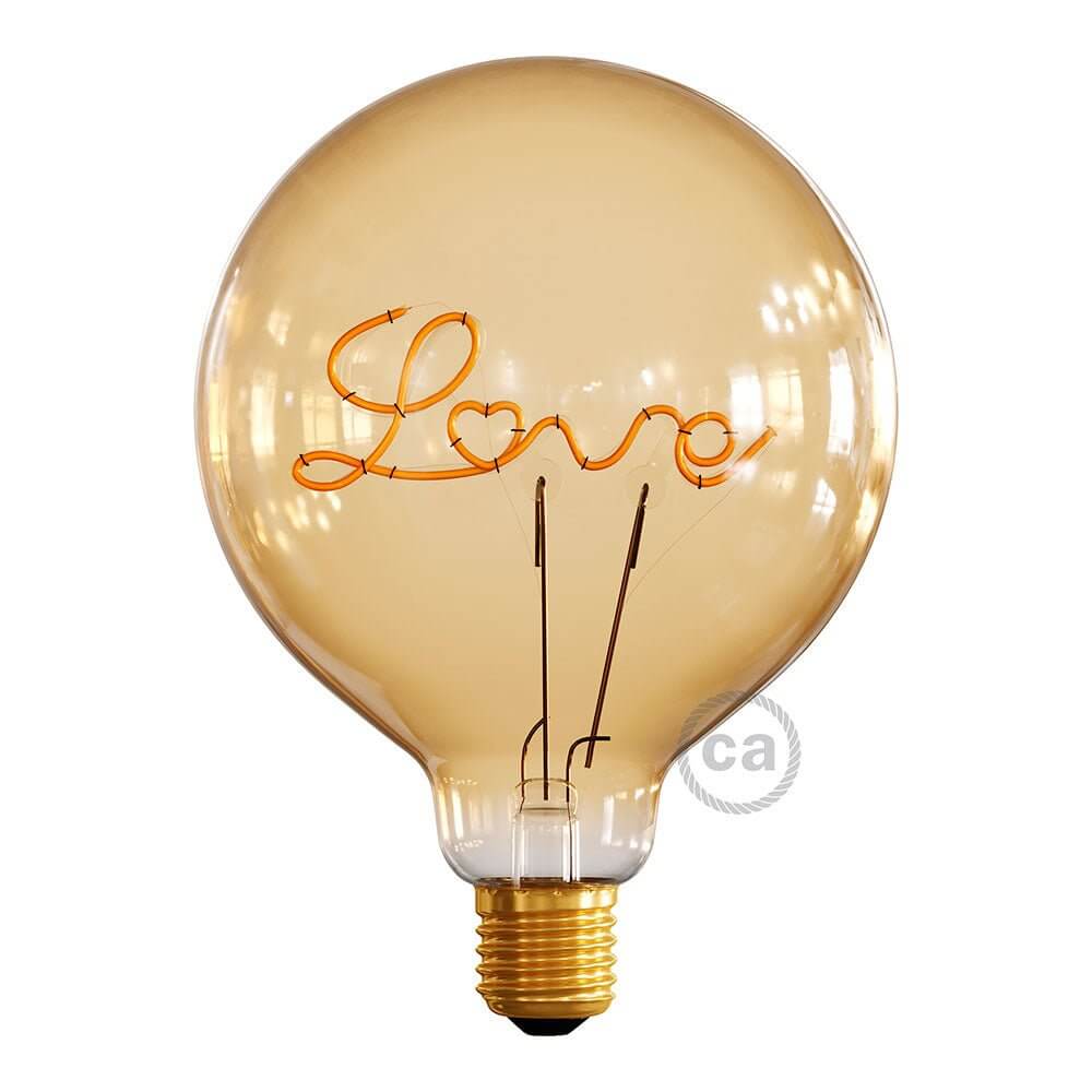 Goldene LED-Lampe für Globe G125 Sockel Einzel-Glühfaden „Love“ 5W 250Lm E27 2000K dimmbar – Hauptbild