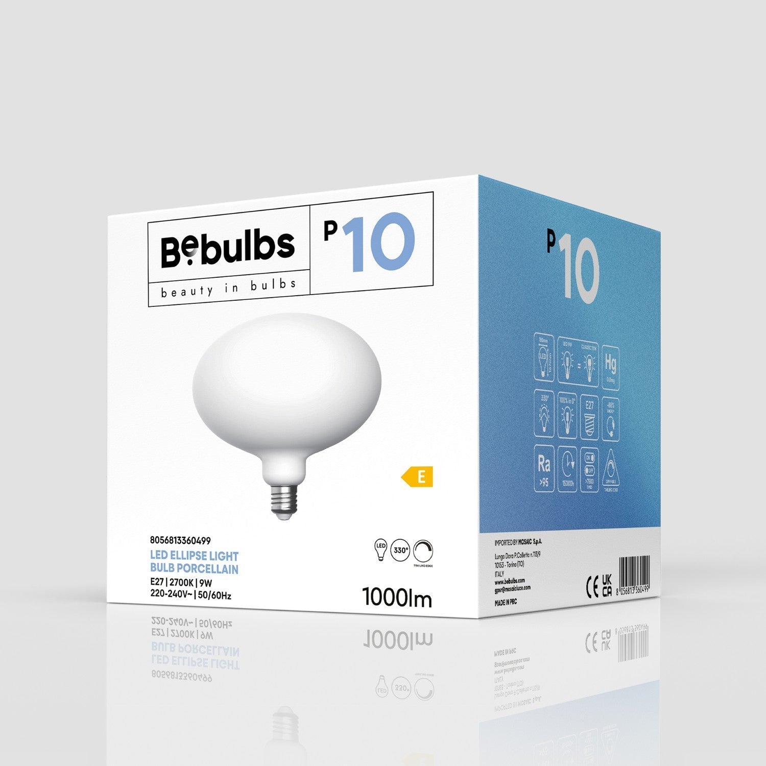 Glühbirne LED Ellittica Porzellan-Effekt CRI 95 E27 9W 1000Lm 2700K Dimmbar - P10 – Produktansicht 3