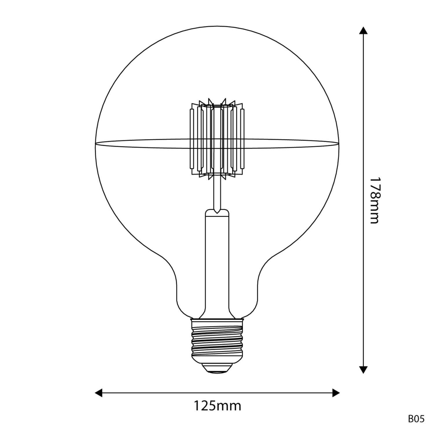LED-Glühbirne Halbkugel Silber Linea 5V kurzer Filament Globo G125 1,3 W 110 Lm E27 2500 K dimmbar – B05 – Produktansicht 2