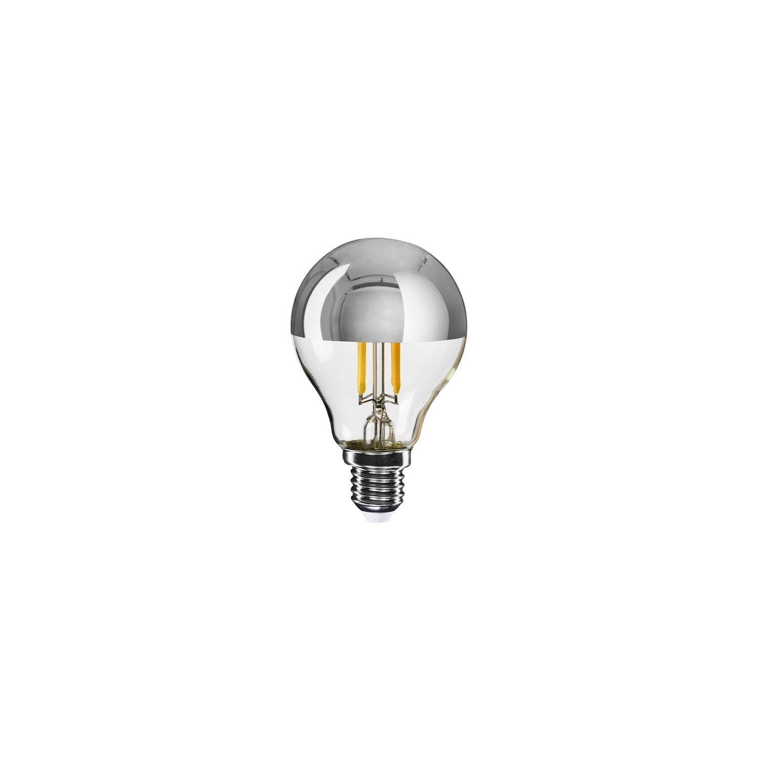 Glühbirne LED Halbkugel Silber Mini-Globe G45 4,8W 380Lm E14 2700K Dimmbar - A01 – Hauptbild