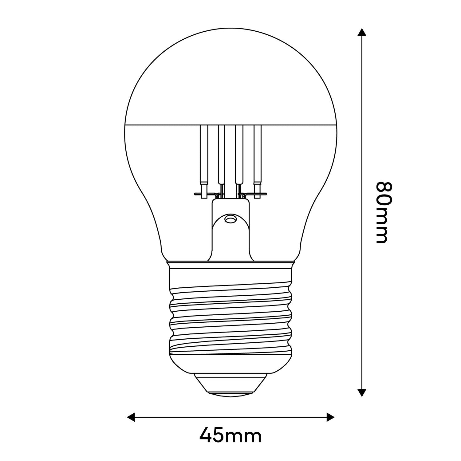 Glühbirne LED Halbkugel Silber Mini-Globe G45 4,8W 380 lm E27 2700K dimmbar - A03 – Produktansicht 2
