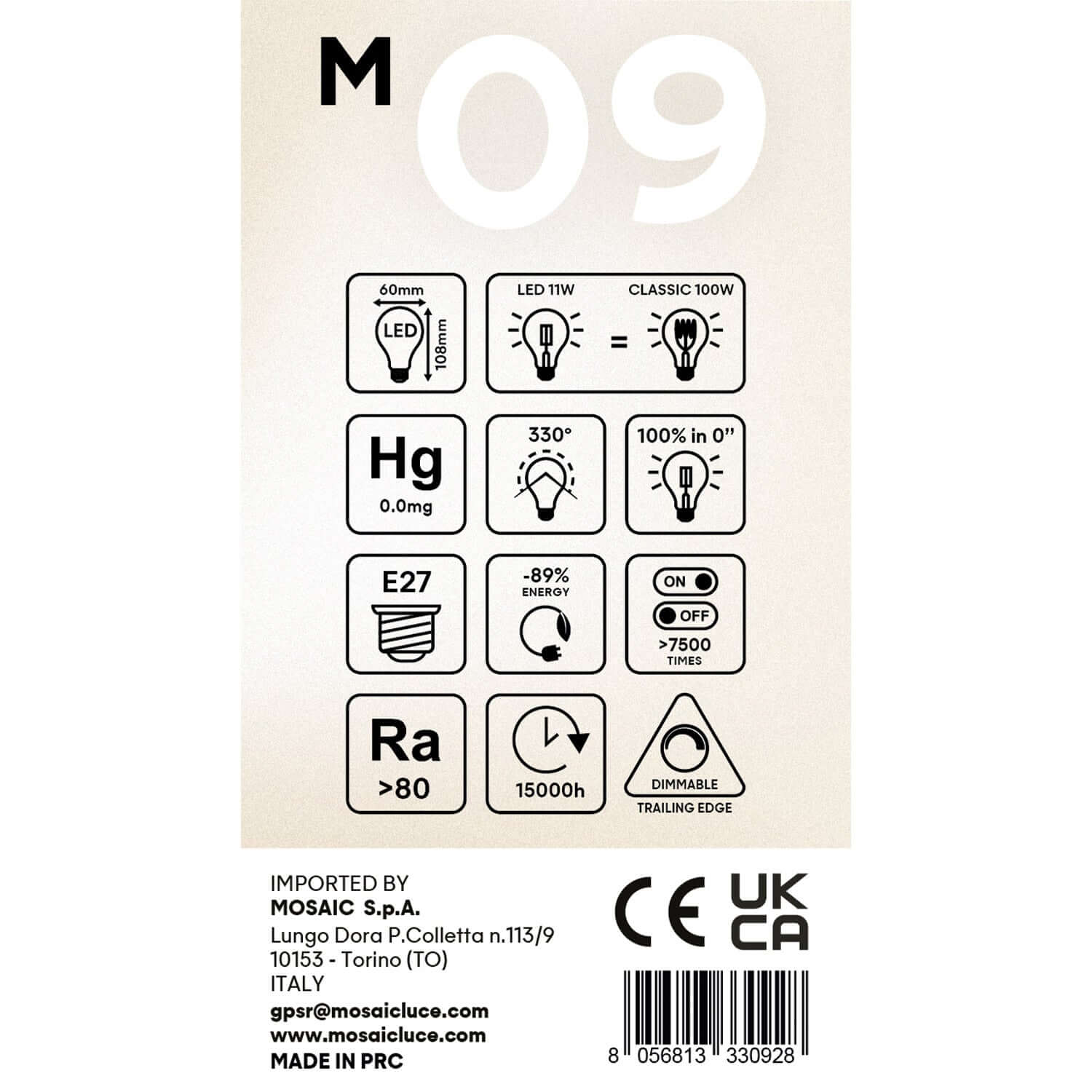 LED-Lampe Milky Goccia A60 11W 1521Lm E27 2700K Dimmbarkeit – M09 – Produktansicht 4
