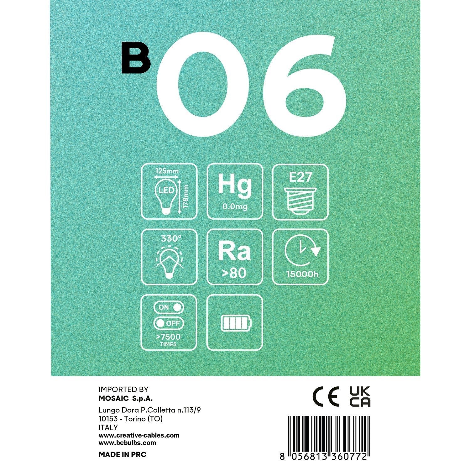 LED‑Glühbirne Porzellan Linea 5V Globo G125 2,2W 160Lm E27 2500K Dimmbar – B06 – Produktansicht 4