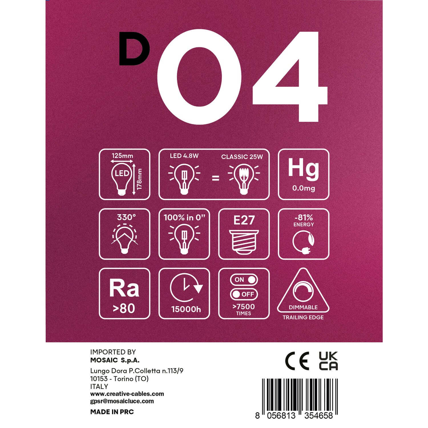 LED-Globe Smoky G125 4,8W 250Lm E27 1800K dimmbar – D04 – Produktansicht 4