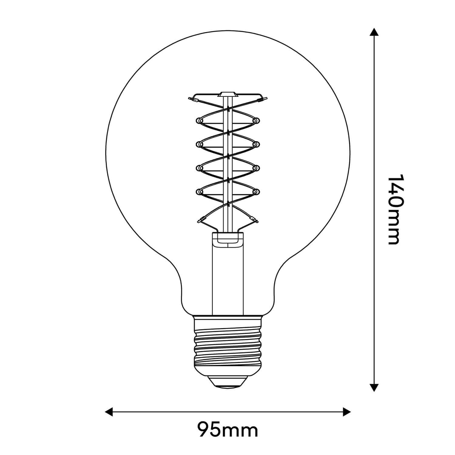 LED-Lampe Smoky Globe G95 4,8W 250Lm E27 1800K dimmbar – D03 – Produktansicht 2