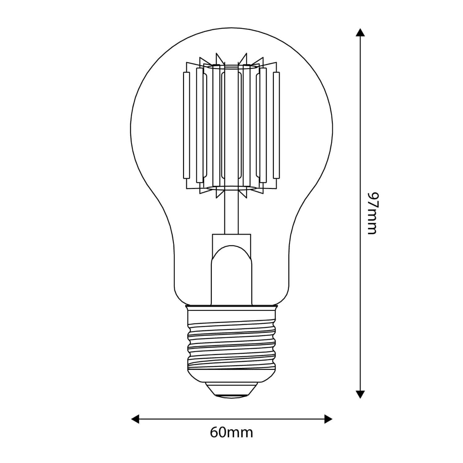 Transparente LED-Lampe Linea 5V Vertikalfaden Tropfen A60 1,7W 150Lm E27 2500K Dimmbar - B03 – Produktansicht 2