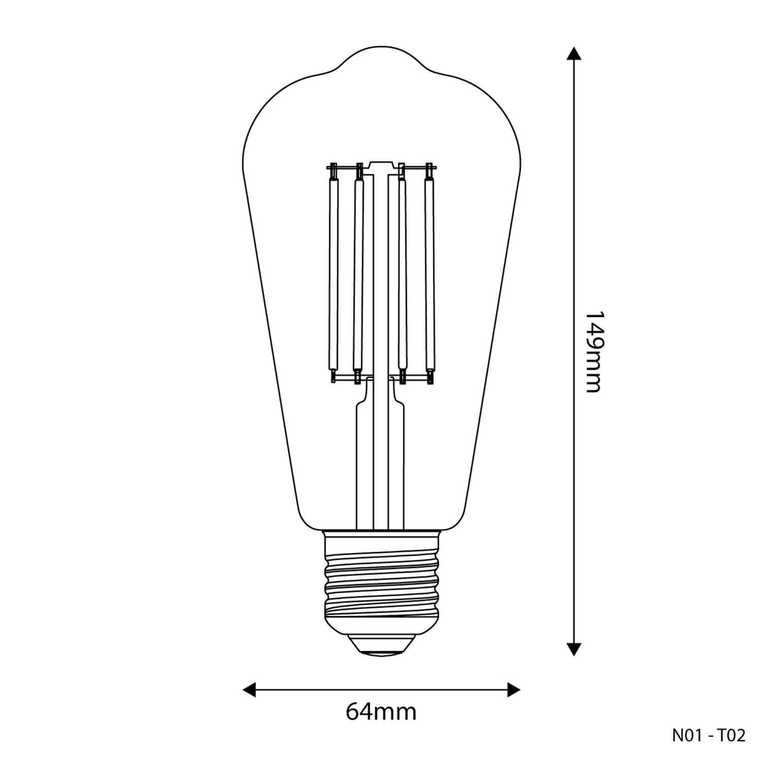 LED-Lampe Transparent Edison ST64 7W 806Lm E27 3500K Dimmbar – N02 – Produktansicht 2